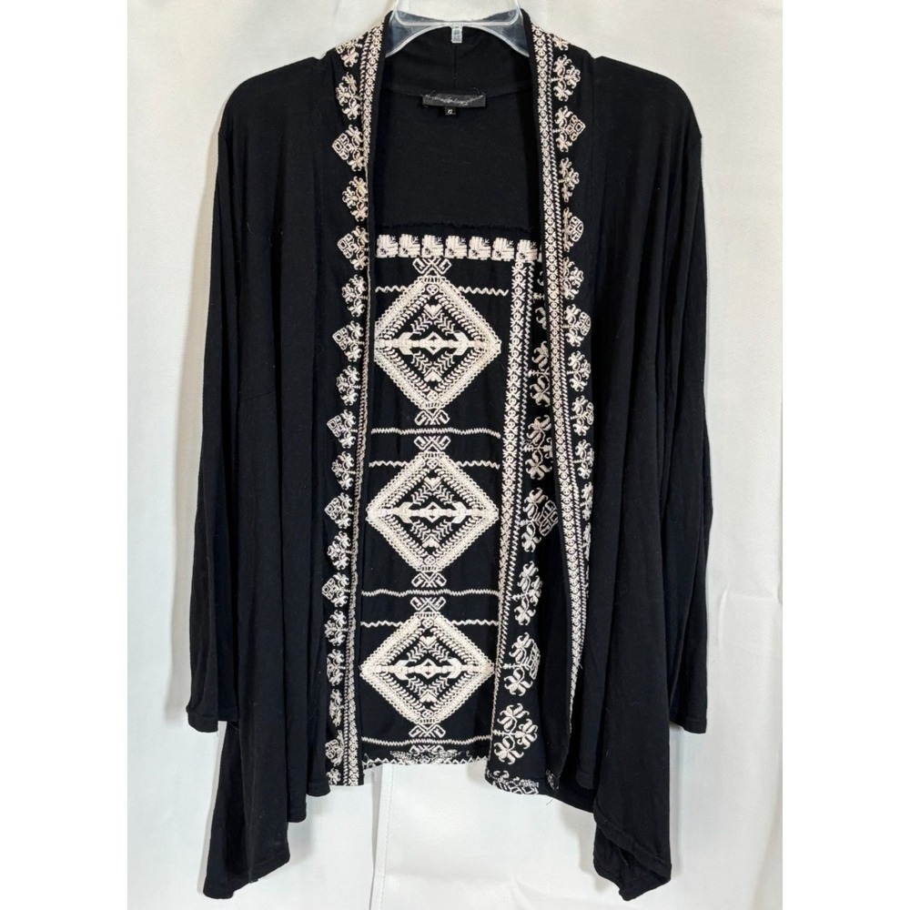 Andre by Unit Cardigan Size 1X Black Aztec Heavily Embroidered Western 18593x